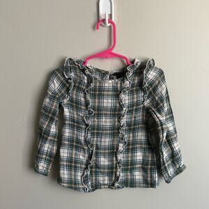 Art Class 2t Girls Green Plaid Fall Blouse